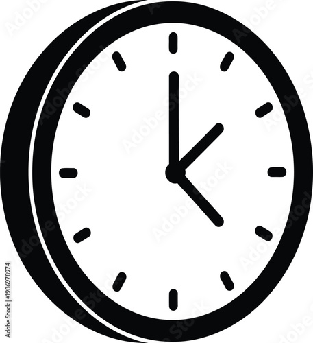 Minimalist modern clock icon showing time management deadline concept vector illustration