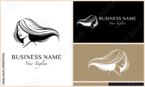 Hair salon logo set of woman.