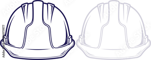 Hard Hat Construction Helmet Line Art Illustration Isolated on White