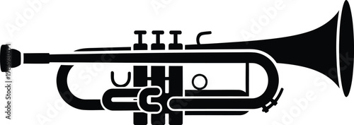 Professional trumpet silhouette icon for music and jazz design vector illustration
