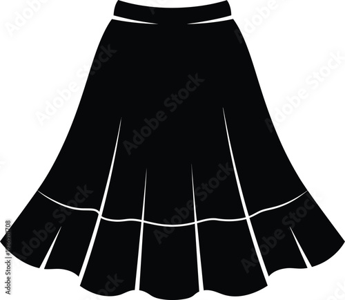 Simple elegant black flared skirt fashion clothing apparel vector illustration