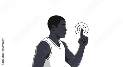 Man's Finger Touches Digital Interface Indicating Selection Or Interaction