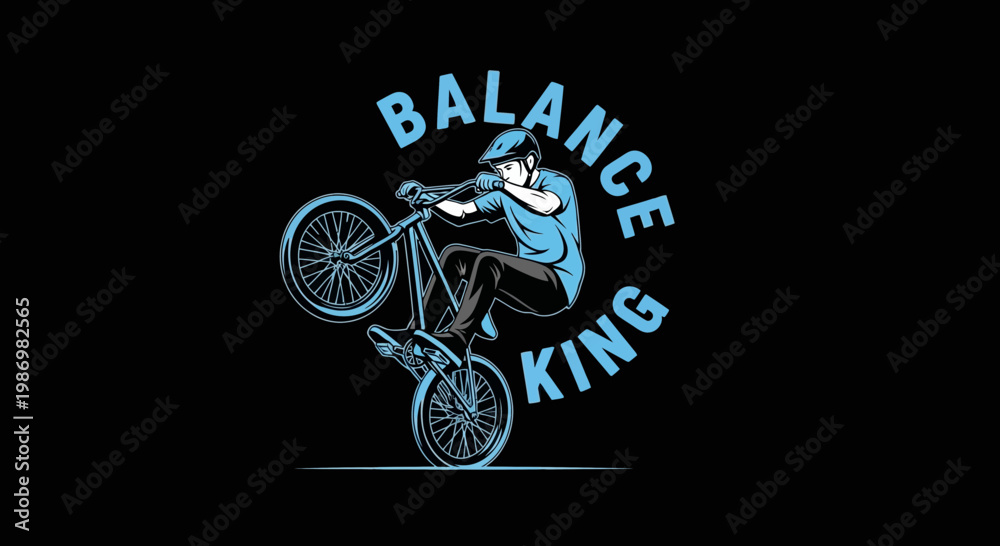 Fototapeta premium Master Of The Bicycle Wheelie Performing Extreme Stunt