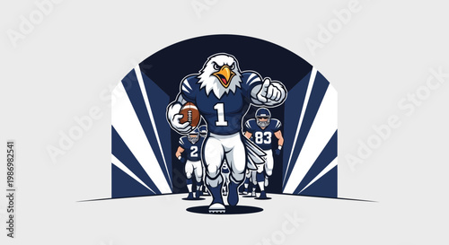Mascot Eagle Leads Football Team Through Tunnel With Determination