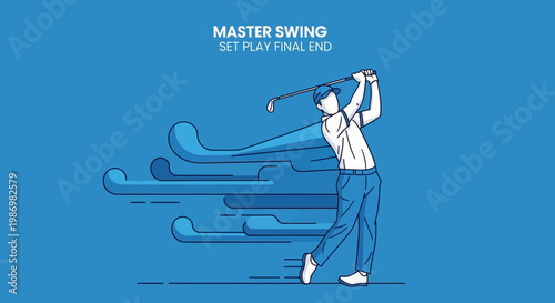 Masterful Golf Swing Motion Abstract Trails Sports Graphic
