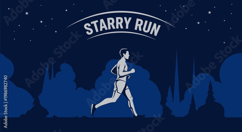 Midnight Marathon Runner Under Starry Sky