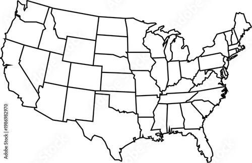 detailed borders of united states of america
