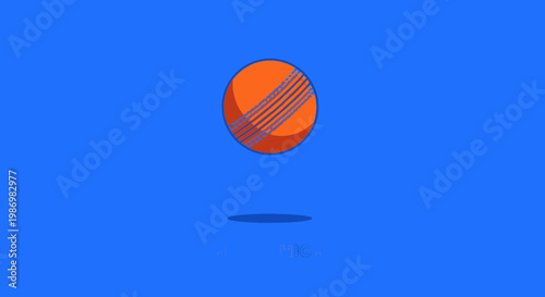 Minimalist Cricket Ball Icon On Vibrant Blue Background