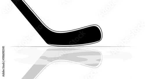 Minimalist Hockey Stick Reflection On White Background