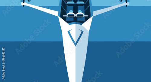 Minimalist Illustration Of A Speedboat Racing Across Calm Waters