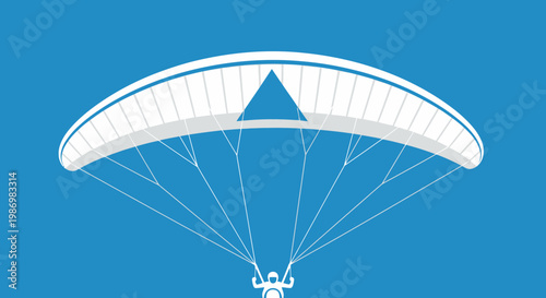 Minimalist Paraglider Ascending Into Clear Blue Skies