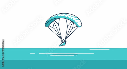 Minimalist Paraglider Descends Over Abstract Water Surface