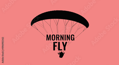 Minimalist Paragliding Adventure Skyward Flight Silhouette