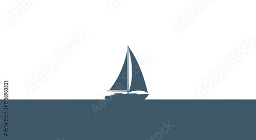 Minimalist Sailboat Silhouette Gliding Across Calm Water