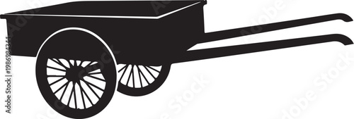 Black wheelbarrow, garden cart, wheelbarrow icon, gardening tool, silhouette