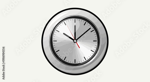 Modern Minimalist Round Clock Face With Metallic Shine And Simple Hands