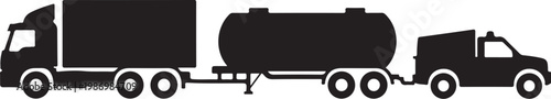 Truck, semi-truck, trailer, tanker, silhouette, black, vector, transportation, logistics