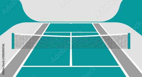 Modern Tennis Court Net View Abstract Sport Design