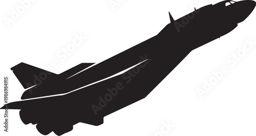 Black airplane silhouette, military jet icon, aircraft vector, fighter plane