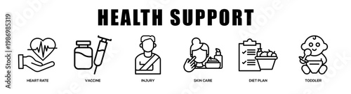 Health Support web banner icon illustration concept
