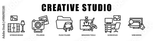 Creative Studio web banner icon illustration concept