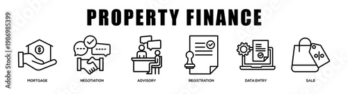 Property Finance web banner icon illustration concept