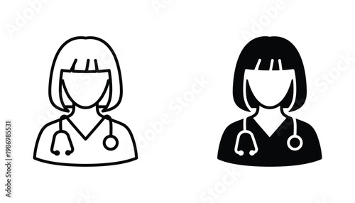 Doctor Woman Stethoscope Icon Medical Healthcare Professional