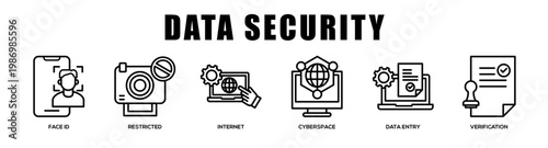 Data Security web banner icon illustration concept