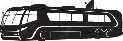 Modern Bus Silhouette, Black Coach Illustration, Vector Public Transportation, City Travel Icon