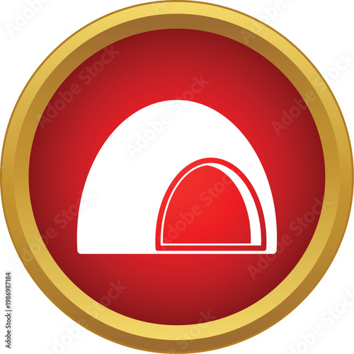Igloo entrance with a smaller red internal arch representing an entry point
