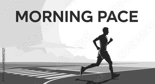 Morning Pace Athletic Man Running Across The Roadscape