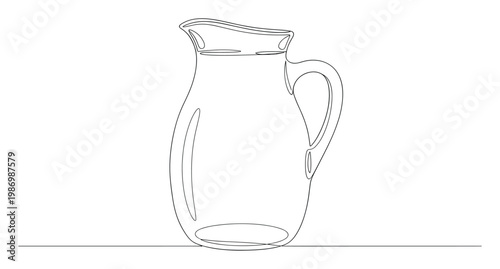 Modern simple one line outline of a beverage pitcher for drink presentation and serving ware graphics projects