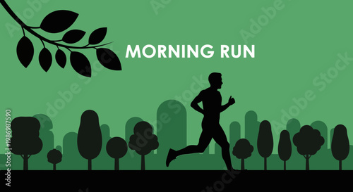 Morning Run Silhouette Runner In A Park Setting