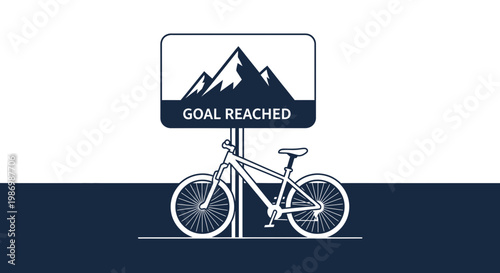 Mountain Bike Adventure Achieved Summit Goal Reached Sign