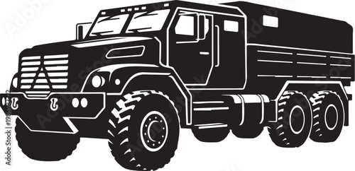 Black truck, military truck, vector truck, heavy vehicle, industrial vehicle