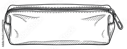 Versatile handdrawn pencil case with zipper closure perfect for back to school and organizational product promotions