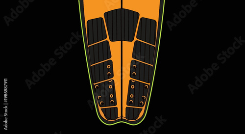 Orange And Black Surfboard Traction Pad Design