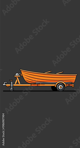 Orange Rowboat On A Trailer Ready For Adventure