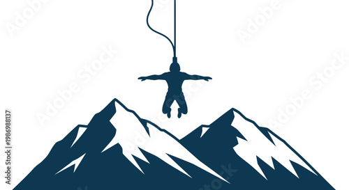 Mountain Bungee Jump Silhouette Extreme Adventure Sport