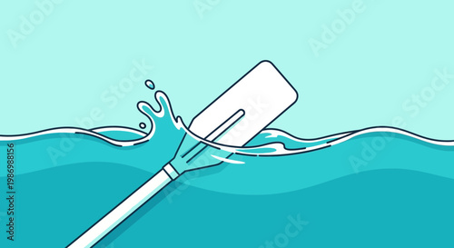 Paddle Splashing Through Blue Water With Clean Modern Lines