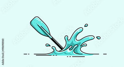 Paddle Splashing Through Dynamic Water Waves In Motion