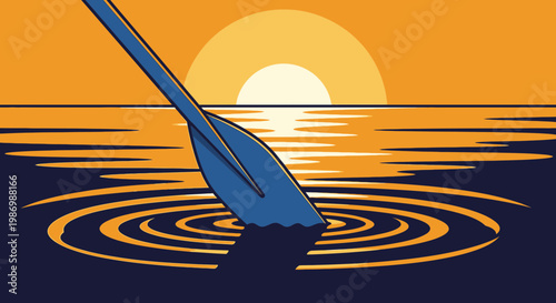 Paddle Strokes On Water At Sunset