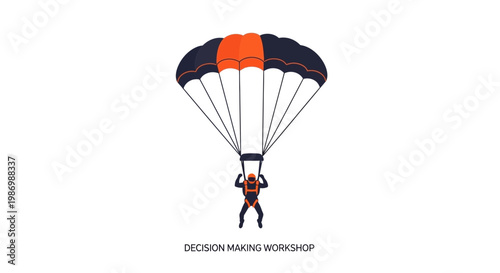 Parachutist Descending Safely Amidst Strategic Planning And Risk Management Concepts