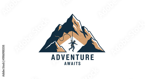Mountain Summit Adventure Bungee Jumping Icon Graphic Design