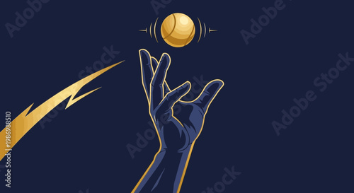 Mystical Hand Levitates Golden Orb With Energetic Bolt Aura