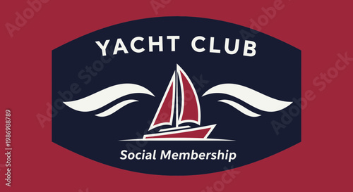 Nautical Yacht Club Social Membership Emblem Design For Leisure And Recreation