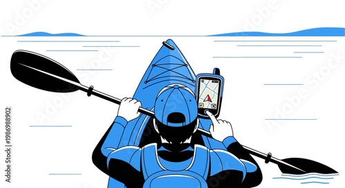 Navigating Waters With GPS Device During Kayaking Adventure