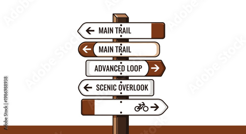 Navigational Signpost For Outdoor Trails And Cycling Routes