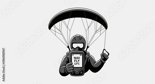 Paraglider Navigator Holding GPS Device Ready For Flight
