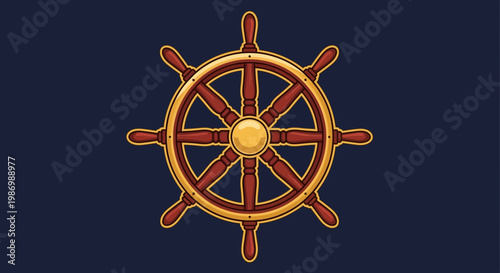 Navigational Steering Wheel Guidance Control Nautical Concept
